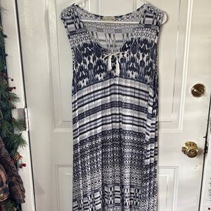 Live and Let Live Blue and White Patterned Dress